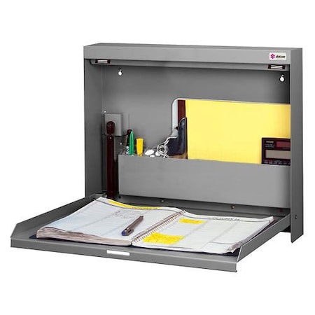 Datum Wallwrite Fold-up Desk, Non-Locking, 20W x 3-3/8D x 16-3/8H, Gray WW-101-T47